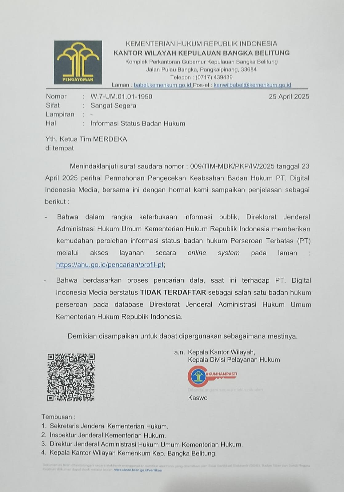 KBOBABEL.COM (Pangkalpinang) — Dunia jurnalistik kembali tercoreng akibat ulah oknum wartawan yang menyalahgunakan profesi. Seorang wartawan media online okeyboss.com, Sudarsono alias Panjul, resmi dilaporkan Tim Kuasa Hukum Pasangan Calon (Paslon) Merdeka ke pihak Polda Kepulauan Bangka Belitung, Senin (28/4/2025).