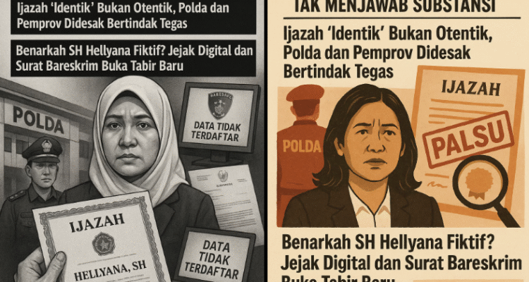 KBOBABEL.COM (PANGKALPINANG) – Krisis integritas tengah mengancam kursi Wakil Gubernur Kepulauan Bangka Belitung. Hellyana, sang Wagub, telah diperiksa oleh penyidik Ditreskrimum Polda Babel pada Kamis (5/6/2025) terkait dugaan penggunaan ijazah palsu. Namun, alih-alih meredam kegelisahan publik, hasil pemeriksaan justru menambah tanda tanya besar. Senin (9/6/2025).