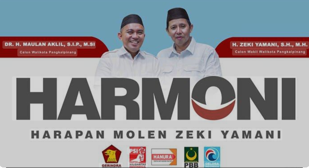 KBOBABEL.COM (PANGKALPINANG) — Maulan Aklil atau yang akrab disapa Molen, kembali maju dalam kontestasi Pilkada Ulang Pangkalpinang 2025, kali ini menggandeng Zeki Yamani sebagai pasangannya dalam paket HARMONI (Harapan Molen-Zeki Yamani). Berbekal pengalaman dan evaluasi diri, Molen menegaskan bahwa pencalonannya bukan ajang coba-coba, melainkan bentuk komitmen tulus untuk melanjutkan pembangunan kota yang sempat ia pimpin selama lima tahun, dari 2018 hingga 2023. Selasa (15/7/2025).