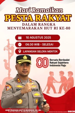 Polres Bangka Barat Gelar Pesta Rakyat Sambut HUT ke-80 RI, Hadirkan Layanan Publik dan Aneka Lomba Meriah
