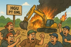 Puluhan TI Hancur di Lahan HGU PT GML, Penambang Geram Bakar Fasilitas Mitra PT Timah