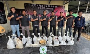 Polres Bangka Amankan 782 Kg Pasir Timah Ilegal dari DAS Jade, Kolektor Ikut Diamankan