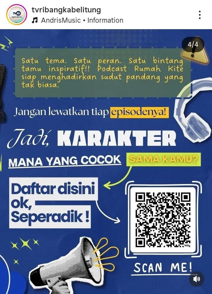 http://KBOBABEL.COM (PANGKALPINANG) —Proses perekrutan host program Podcast “Rumah Kite” yang diproduksi oleh TVRI Bangka Belitung menuai sorotan publik. Sejumlah peserta seleksi mempertanyakan transparansi dan profesionalitas proses rekrutmen setelah program tersebut mulai dipromosikan dengan sosok host yang disebut-sebut tidak pernah terlihat mengikuti tahapan seleksi resmi. Senin (2/3/2026).