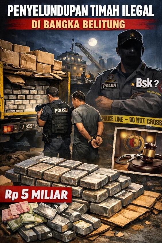 KBOBABEL.COM (PANGKALPINANG) – Praktik penyelundupan timah ilegal di Provinsi Kepulauan Bangka Belitung kembali terbongkar. Kali ini, aparat Polresta Pangkalpinang menggagalkan pengiriman sekitar 10 ton balok timah ilegal senilai kurang lebih Rp5 miliar yang diduga hendak diselundupkan keluar wilayah Pulau Bangka. Kamis (2/4/2026)