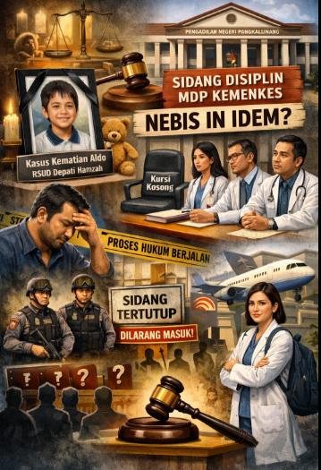 KBOBABEL.COM (PANGKALPINANG) — Sorotan publik kembali menguat terhadap penanganan kasus kematian Aldo (10), pasien RSUD Depati Hamzah Pangkalpinang, menyusul rencana digelarnya sidang disiplin profesi oleh Majelis Disiplin Profesi (MDP) Kementerian Kesehatan terhadap lima dokter teradu, Senin (20/4/2026), di Dinas Kesehatan Provinsi Kepulauan Bangka Belitung. Minggu (19/4/2026)