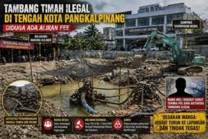 Aktivitas Tambang Ilegal di Tengah Kota Pangkalpinang Disorot, Diduga Ada Aliran Fee