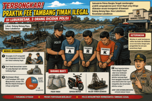 Polres Bateng Bongkar Jaringan Fee Tambang Timah Ilegal di Lubukbesar, Tiga Tersangka Diamankan