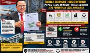 KBOBABEL.COM (JAKARTA) – Kuasa Hukum PT Putraprima Mineral Mandiri (PMM), Poltak Silitonga, S.H., M.H., akhirnya angkat bicara secara terbuka menanggapi pernyataan Juru Bicara Satgas Penertiban Kawasan Hutan (PKH), Barita Simanjuntak, yang menyebut PT PMM tidak kooperatif saat diminta membuka segel kontainer ekspor yang berada di kawasan pelabuhan. Minggu (31/5/2026)