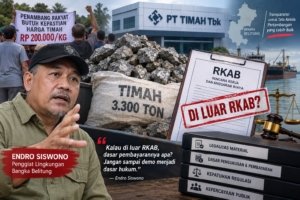 Timah 3.300 Ton Akan Dibayar, Endro Soroti Status RKAB dan Legalitas Material
