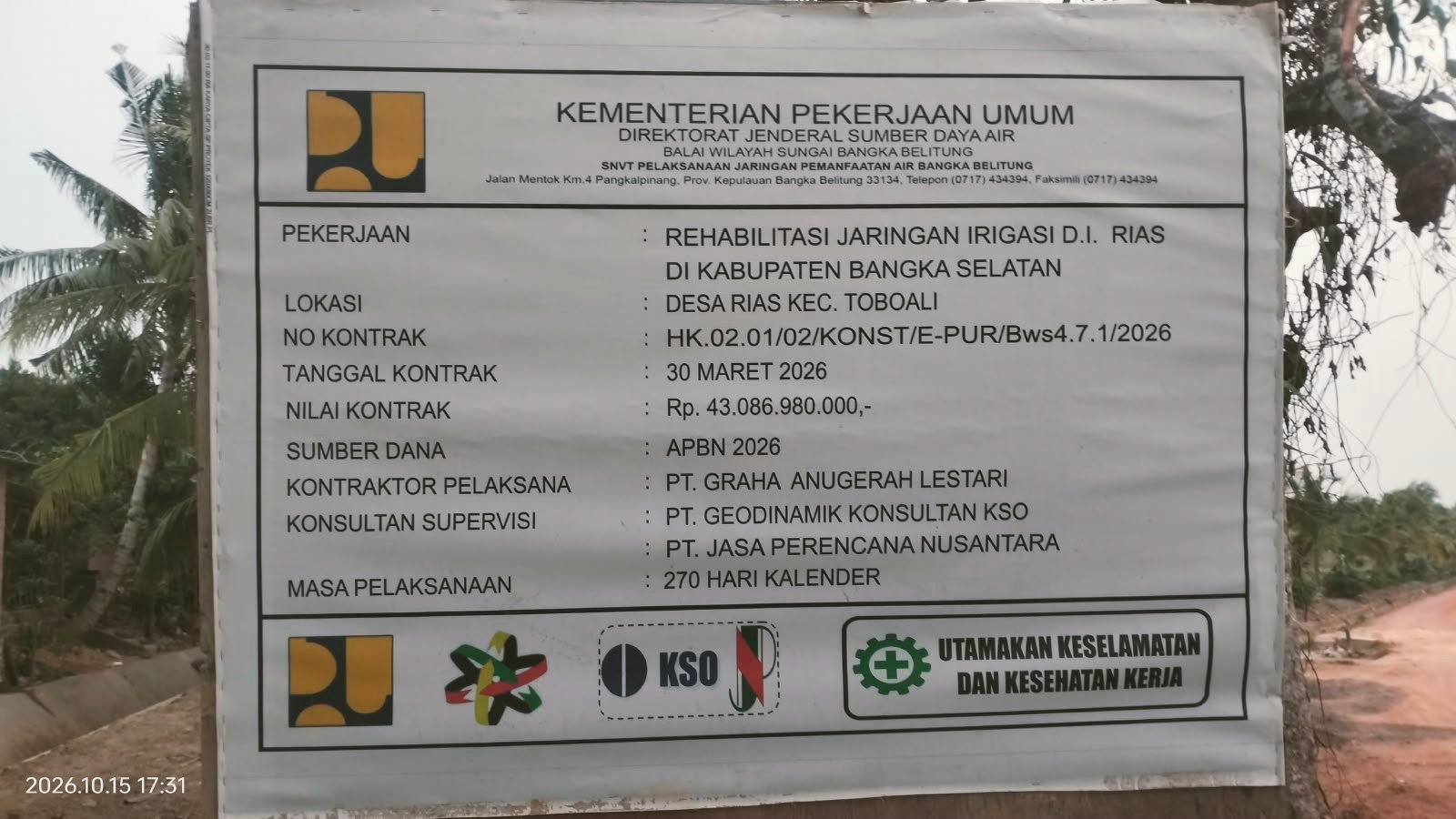 Proyek Irigasi Rias Rp43 Miliar Retak Sebelum Rampung, BWS Babel Jangan Tutup Mata!