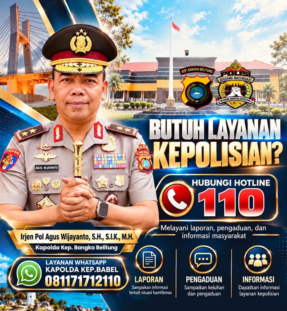 Polda Babel Permudah Akses Pelayanan Masyarakat Melalui Hotline 110 dan Whatsapp Kapolda